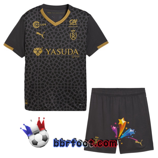 Maillot Foot Stade de Reims Enfant Third Noir 2025/2026 Maillot Foot Stade de Reims Enfant Third Noir 2025/2026