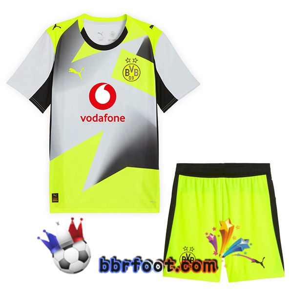 Maillot Foot Dortmund BVB Enfant Exterieur Gris Vert 2025/2026 Maillot Foot Dortmund BVB Enfant Exterieur Gris Vert 2025/2026