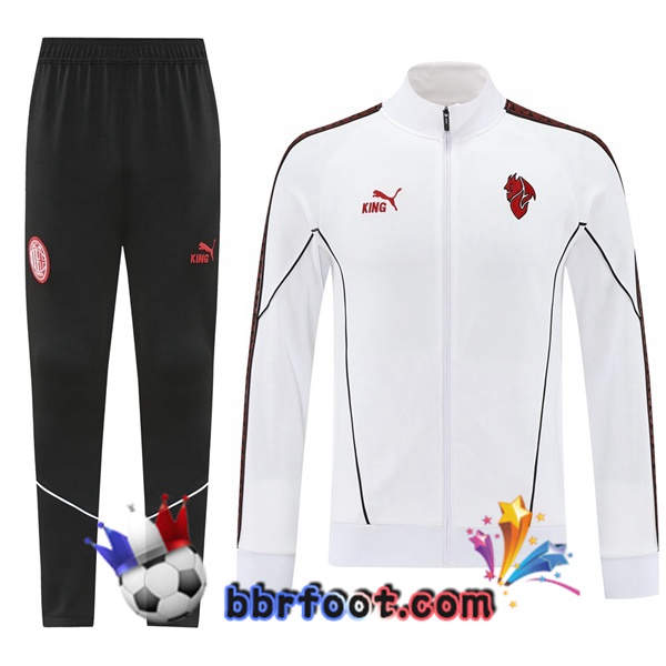 Survetement Foot - Veste AC Milan Blanc 2025/2026 Survetement Foot - Veste AC Milan Blanc 2025/2026