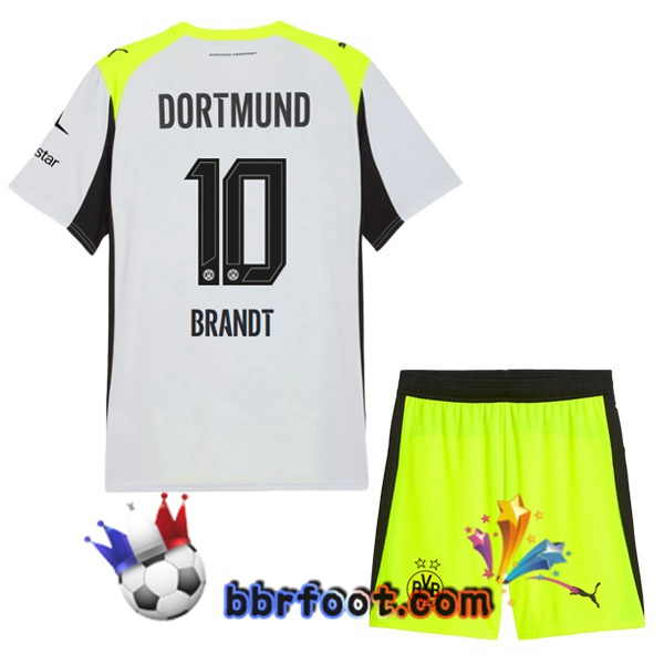 Maillot Foot Dortmund BVB (Brandt 10) Enfant Exterieur Gris Vert 2025/2026 Maillot Foot Dortmund BVB (Brandt 10) Enfant Exterieur Gris Vert 2025/2026