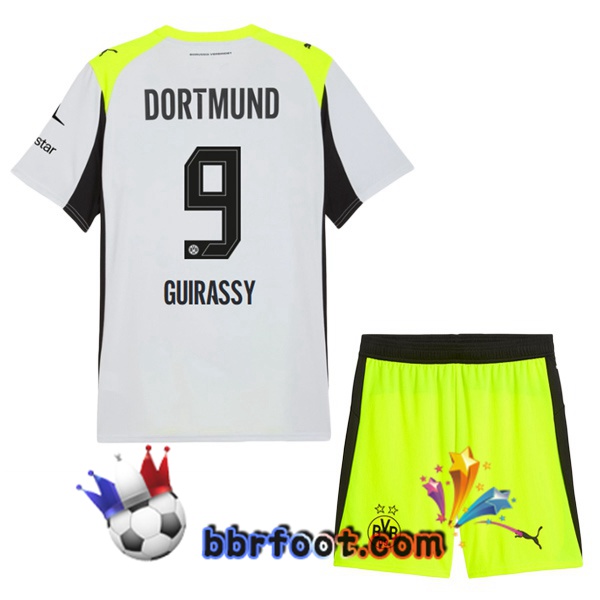 Maillot Foot Dortmund BVB (Guirassy 9) Enfant Exterieur Gris Vert 2025/2026 Maillot Foot Dortmund BVB (Guirassy 9) Enfant Exterieur Gris Vert 2025/2026