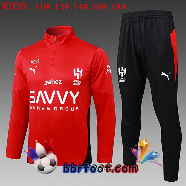 Survetement Foot Al-Hilal FC Enfant Rouge 2025/2026 Survetement Foot Al-Hilal FC Enfant Rouge 2025/2026