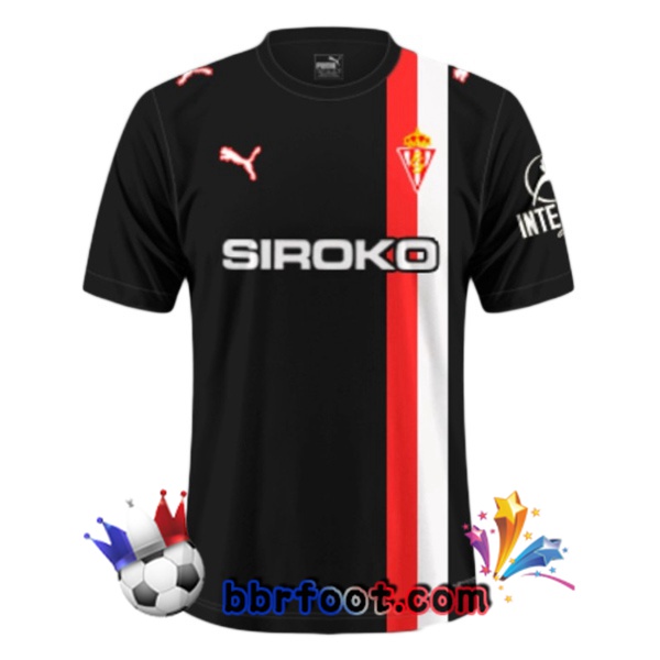 Maillot Foot Sporting Gijon Exterieur Noir 2025/2026 Maillot Foot Sporting Gijon Exterieur Noir 2025/2026