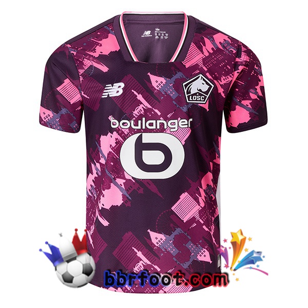 Maillot Foot Lille OSC Quatrieme Pourpre 2025/2026 Maillot Foot Lille OSC Quatrieme Pourpre 2025/2026