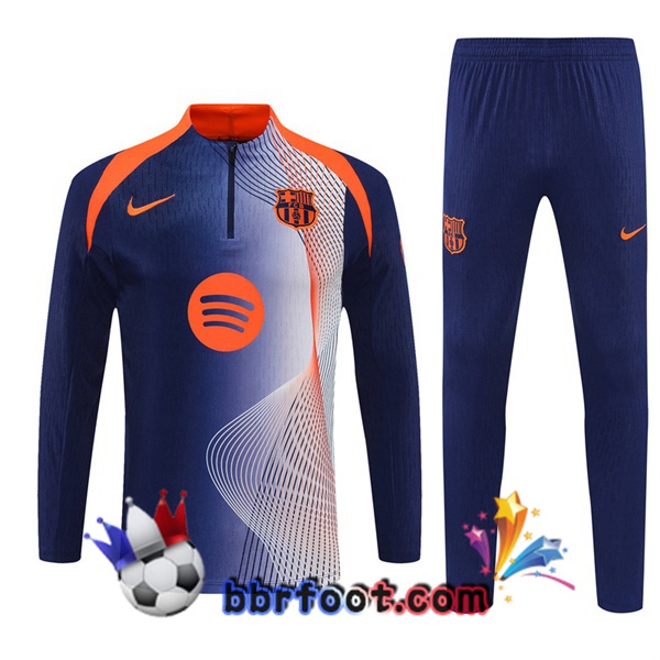 Survetement Foot FC Barcelone Bleu Royal Orange 2025/2026 Survetement Foot FC Barcelone Bleu Royal Orange 2025/2026