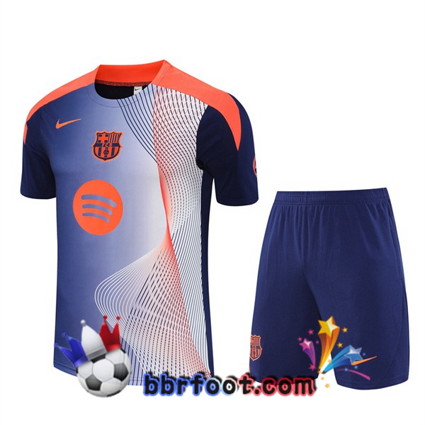 Ensemble Training T-Shirts FC Barcelone + Shorts Bleu Royal 2025/2026