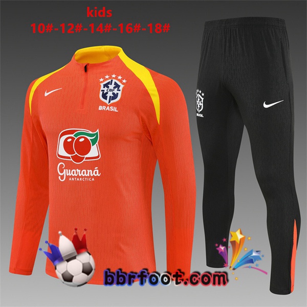 Survetement Foot Bresil Enfant Orange 2025/2026 Survetement Foot Bresil Enfant Orange 2025/2026