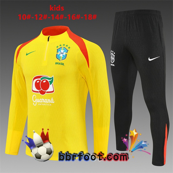 Survetement Foot Bresil Enfant Jaune 2025/2026 Survetement Foot Bresil Enfant Jaune 2025/2026