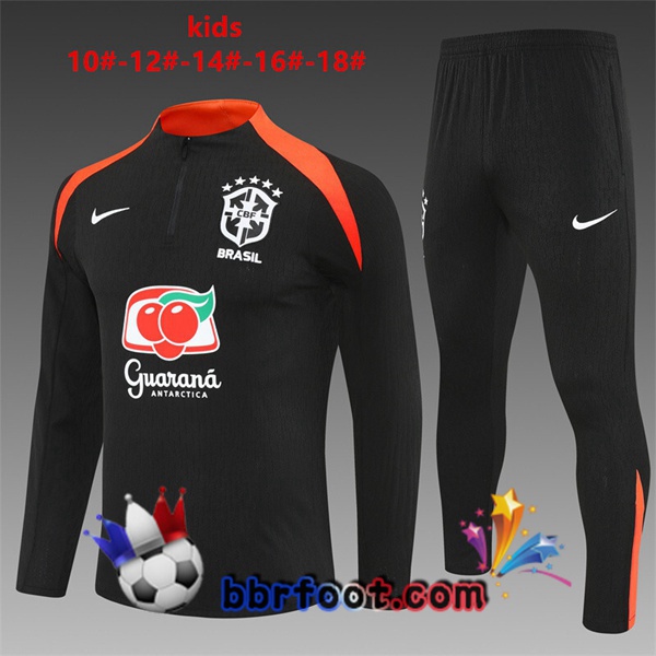 Survetement Foot Bresil Enfant Noir 2025/2026 Survetement Foot Bresil Enfant Noir 2025/2026