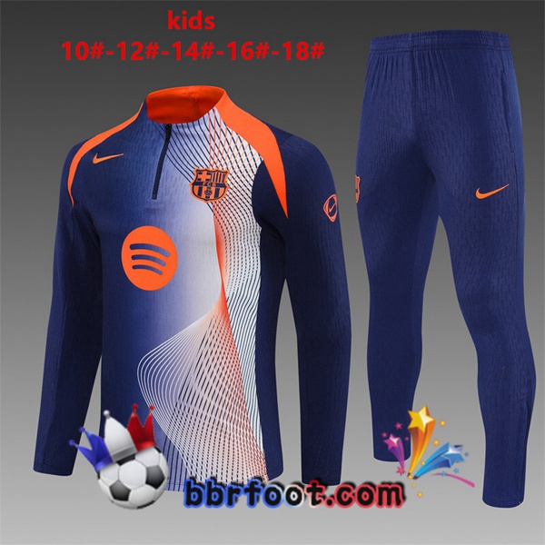 Survetement Foot FC Barcelone Enfant Bleu Royal Orange 2025/2026 Survetement Foot FC Barcelone Enfant Bleu Royal Orange 2025/2026