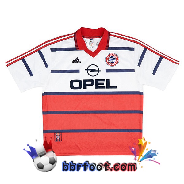 Maillot Foot Bayern Munich Retro Exterieur Blanc Rouge 1998-2000
