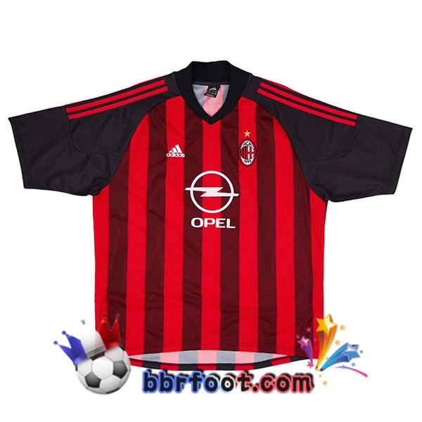 Maillot Foot AC Milan Retro Domicile Rouge Noir 2002-2003