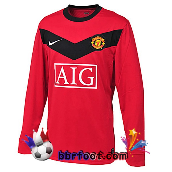 Maillot Foot Manchester United Retro Domicile Manche Longue Rouge 2009-2010