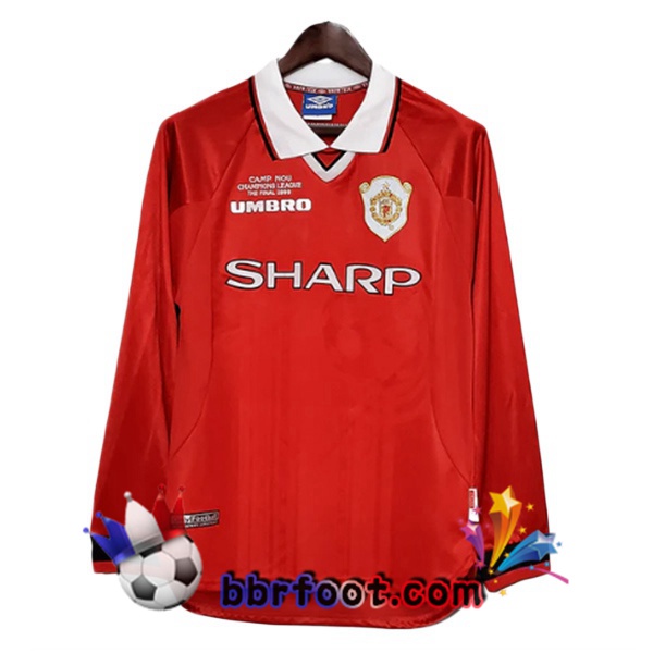 Maillot Foot Manchester United Retro Domicile Manche Longue Rouge 1999-2000 Maillot Foot Manchester United Retro Domicile Manche Longue Rouge 1999-2000