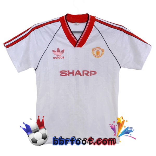 Maillot Foot Manchester United Retro Exterieur Blanc 1988-1990