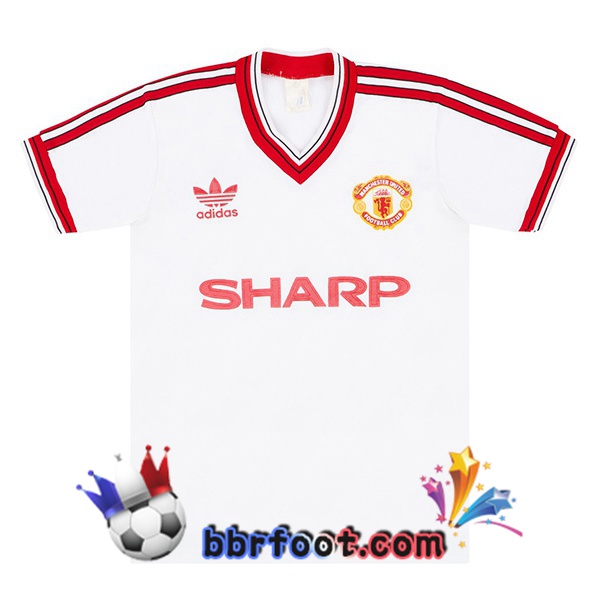 Maillot Foot Manchester United Retro Exterieur Blanc 1986-1988