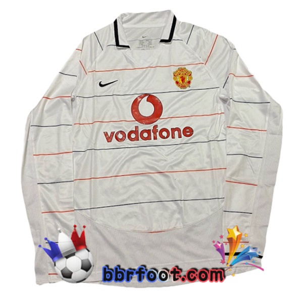 Maillot Foot Manchester United Retro Third Manche Longue Blanc 2003-2005 Maillot Foot Manchester United Retro Third Manche Longue Blanc 2003-2005