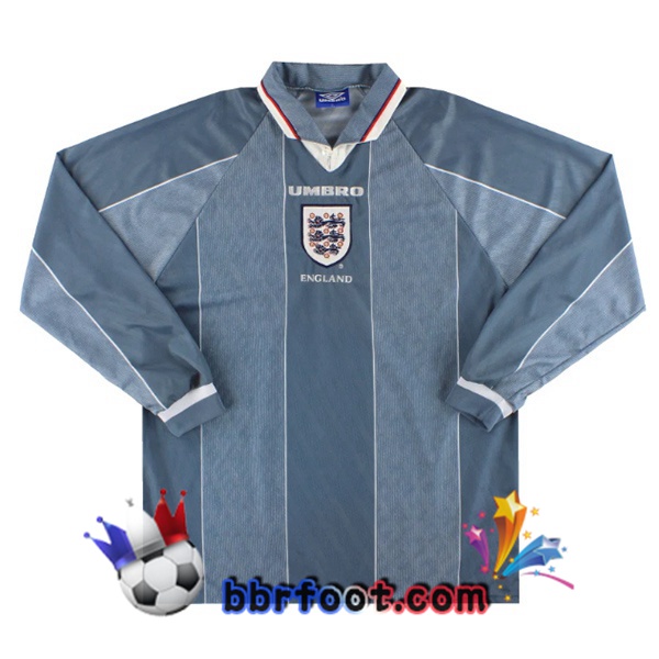 Maillot Foot Angleterre Retro Exterieur Manche Longue Bleu Gris 1996 Maillot Foot Angleterre Retro Exterieur Manche Longue Bleu Gris 1996