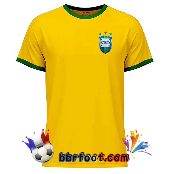 Maillot Foot Bresil Retro Domicile Jaune 1971 Maillot Foot Bresil Retro Domicile Jaune 1971