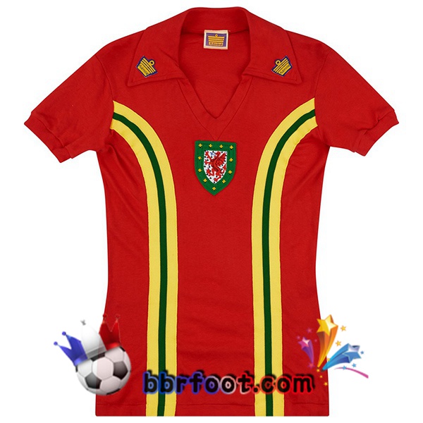 Maillot Foot Pays de Galles Retro Domicile Rouge 1976-1979