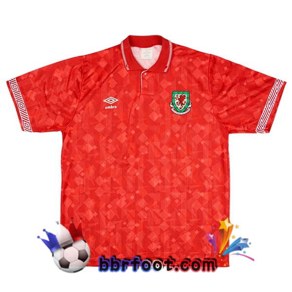 Maillot Foot Pays de Galles Retro Domicile Rouge 1990-1991 Maillot Foot Pays de Galles Retro Domicile Rouge 1990-1991