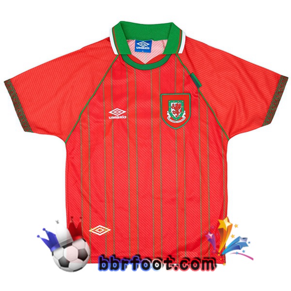 Maillot Foot Pays de Galles Retro Domicile Rouge 1994-1996 Maillot Foot Pays de Galles Retro Domicile Rouge 1994-1996
