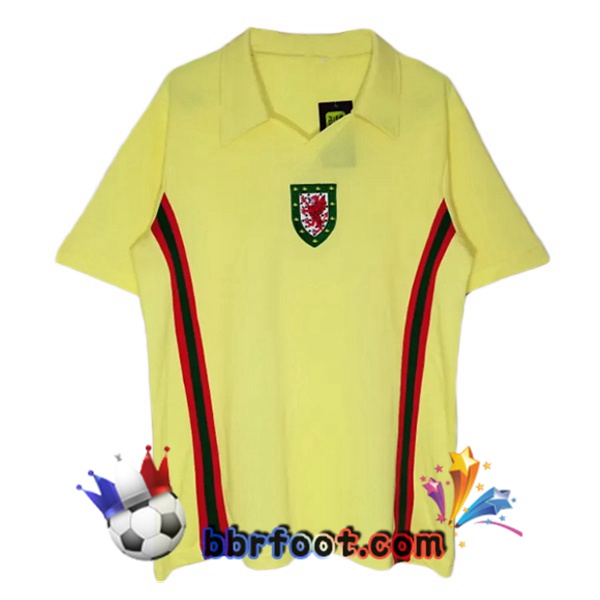 Maillot Foot Pays de Galles Retro Exterieur Jaune 1976-1979 Maillot Foot Pays de Galles Retro Exterieur Jaune 1976-1979
