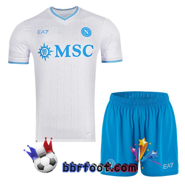 Maillot Foot SSC Naples EURO Enfant Exterieur Blanc 2025/2026