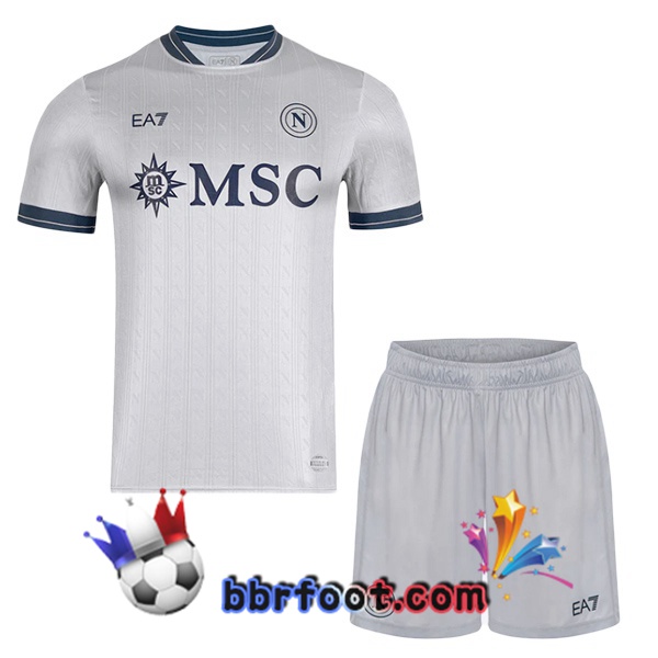 Maillot Foot SSC Naples EURO Enfant Gardien de but Gris 2025/2026