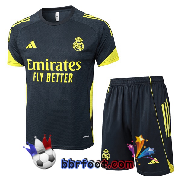 Ensemble Training T-Shirts Real Madrid + Shorts Gris 2025/2026 Ensemble Training T-Shirts Real Madrid + Shorts Gris 2025/2026