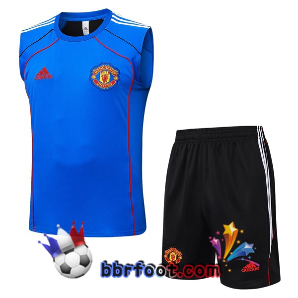 Gilet Foot Manchester United + Shorts Bleu 2025/2026 Gilet Foot Manchester United + Shorts Bleu 2025/2026