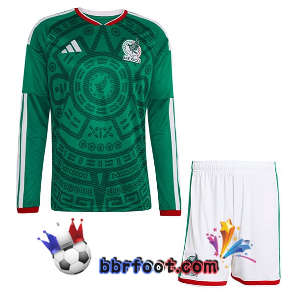 Maillots Equipe De Mexique Enfant Domicile Manche Longue Vert FIFA World Cup 2026 Maillots Equipe De Mexique Enfant Domicile Manche Longue Vert FIFA World Cup 2026