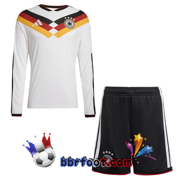 Maillots Equipe De Allemagne Enfant Domicile Manche Longue Blanc FIFA World Cup 2026