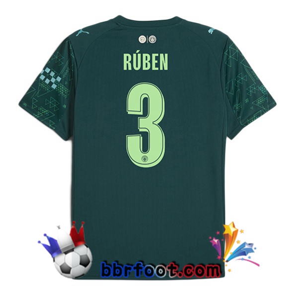 Maillot Foot Manchester City (Ruben Dias 3) Quatrieme Vert 2025/2026 Maillot Foot Manchester City (Ruben Dias 3) Quatrieme Vert 2025/2026