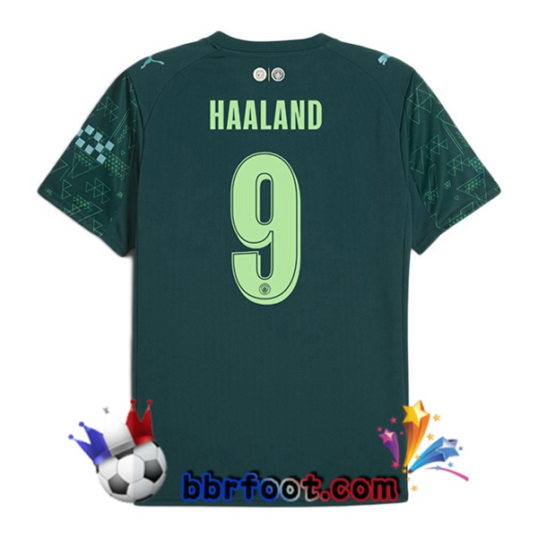 Maillot Foot Manchester City (Erling Haaland 9) Quatrieme Vert 2025/2026 Maillot Foot Manchester City (Erling Haaland 9) Quatrieme Vert 2025/2026