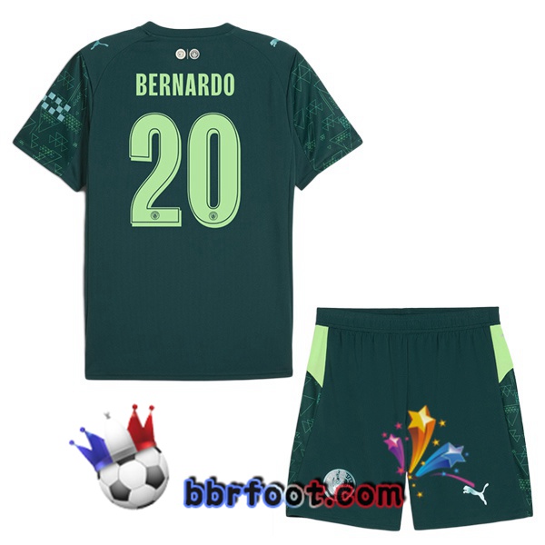 Maillot Foot Manchester City (Bernardo Silva 20) Enfant Quatrieme Vert 2025/2026 Maillot Foot Manchester City (Bernardo Silva 20) Enfant Quatrieme Vert 2025/2026