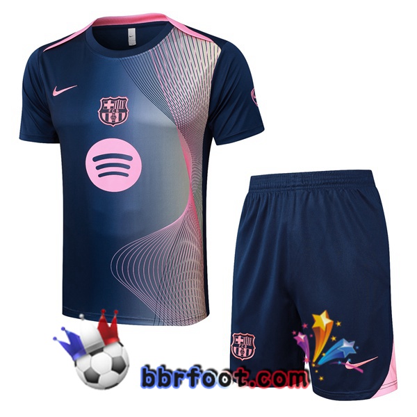 Ensemble Training T-Shirts FC Barcelone + Shorts Rose Bleu Royal 2025/2026 Ensemble Training T-Shirts FC Barcelone + Shorts Rose Bleu Royal 2025/2026