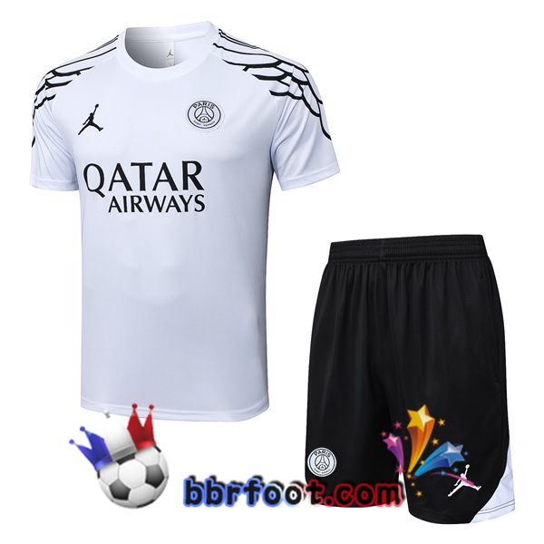 Ensemble Training T-Shirts Jordan Paris PSG + Shorts Blanc 2025/2026 Ensemble Training T-Shirts Jordan Paris PSG + Shorts Blanc 2025/2026