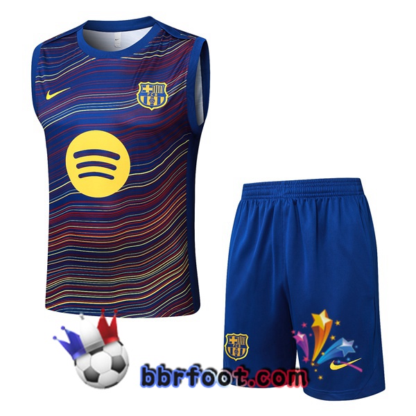 Gilet Foot FC Barcelone + Shorts Pourpre Bleu Royal 2025/2026 Gilet Foot FC Barcelone + Shorts Pourpre Bleu Royal 2025/2026