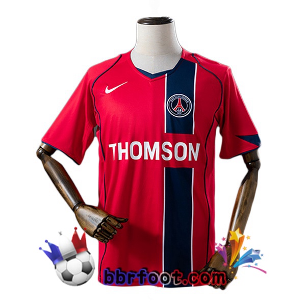 Maillot Foot Paris PSG Retro Exterieur Rouge 2004-2005 Maillot Foot Paris PSG Retro Exterieur Rouge 2004-2005