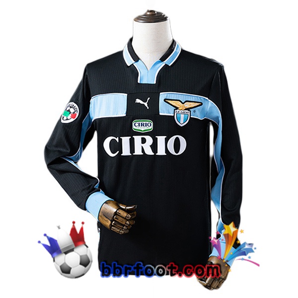Maillot Foot SS Lazio Retro Exterieur Manche Longue Noir 1998-2000 Maillot Foot SS Lazio Retro Exterieur Manche Longue Noir 1998-2000