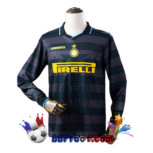Maillot Foot Inter Milan Retro Exterieur Manche Longue Noir 1997-1998 Maillot Foot Inter Milan Retro Exterieur Manche Longue Noir 1997-1998
