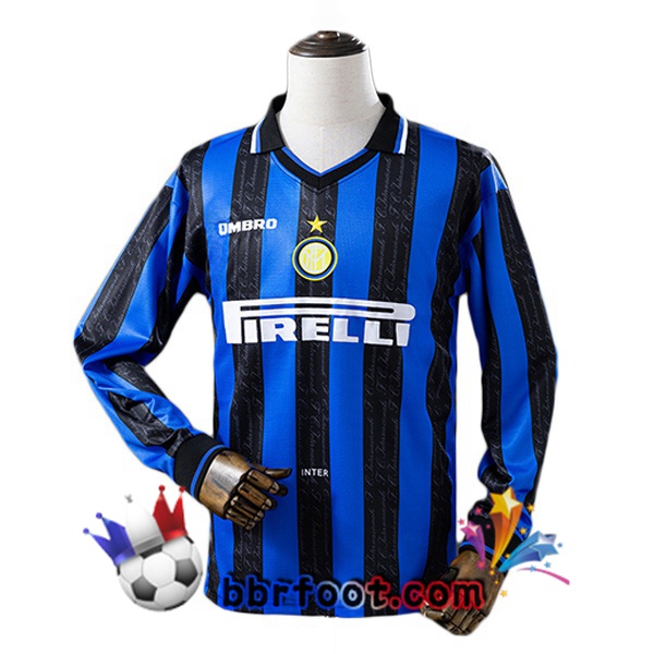 Maillot Foot Inter Milan Retro Domicile Manche Longue Bleu 1997-1998 Maillot Foot Inter Milan Retro Domicile Manche Longue Bleu 1997-1998