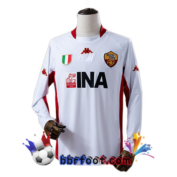 Maillot Foot AS Roma Retro Exterieur Manche Longue Blanc 2001-2002 Maillot Foot AS Roma Retro Exterieur Manche Longue Blanc 2001-2002