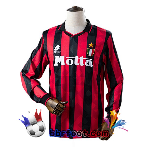 Maillot Foot AC Milan Retro Domicile Manche Longue Rouge Noir 1993-1994 Maillot Foot AC Milan Retro Domicile Manche Longue Rouge Noir 1993-1994