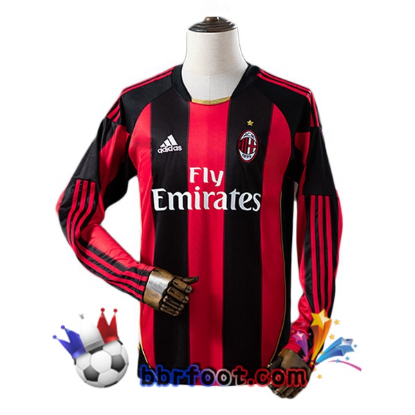 Maillot Foot AC Milan Retro Domicile Manche Longue Rouge Noir 2010-2011 Maillot Foot AC Milan Retro Domicile Manche Longue Rouge Noir 2010-2011