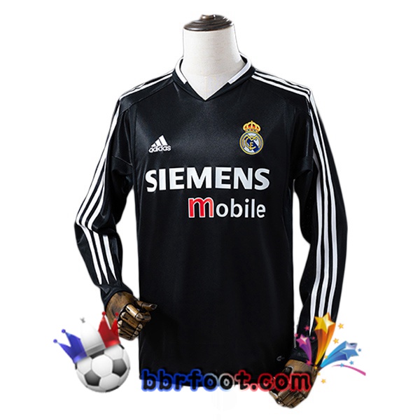 Maillot Foot Real Madrid Retro Exterieur Manche Longue Noir 2004-2005 Maillot Foot Real Madrid Retro Exterieur Manche Longue Noir 2004-2005