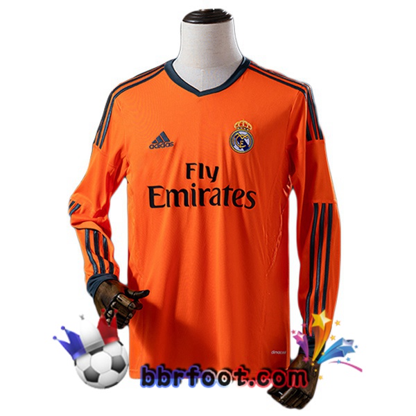 Maillot Foot Real Madrid Retro Third Manche Longue Orange 2013-2014
