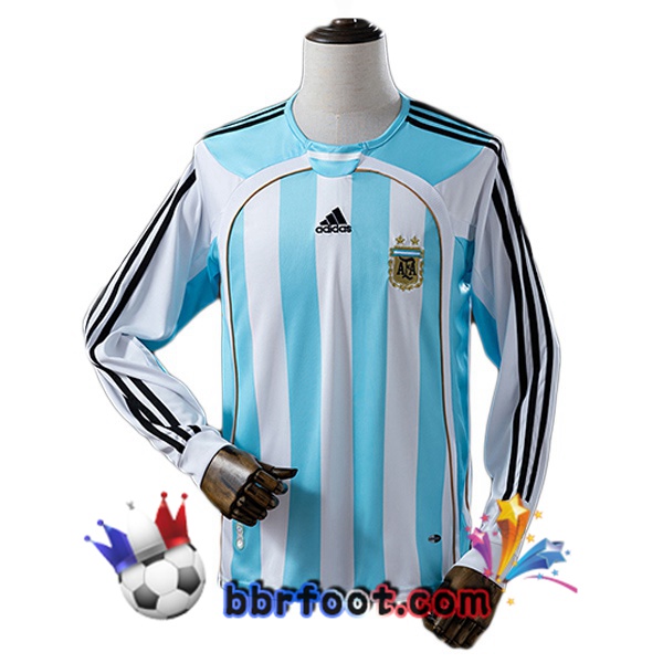 Maillot Foot Argentine Retro Domicile Manche Longue Bleu Blanc 2006 Maillot Foot Argentine Retro Domicile Manche Longue Bleu Blanc 2006
