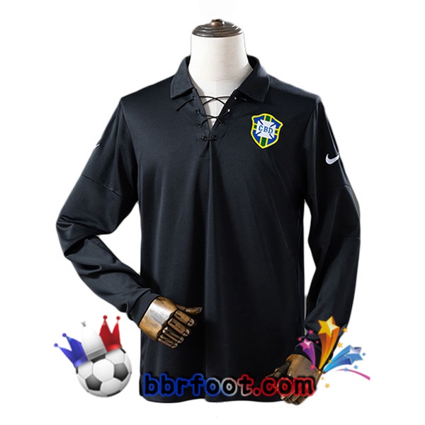 Maillot Foot Bresil Retro Édition Spéciale Manche Longue Noir 2004